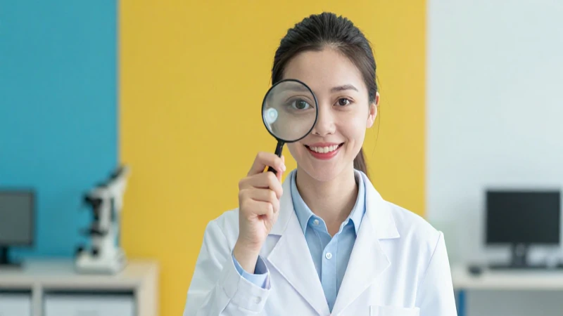 Educador examina un ojo con lupa