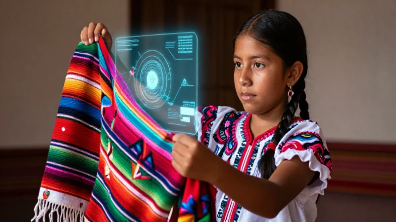 Niña indígena, cultura y tecnología vibrante
