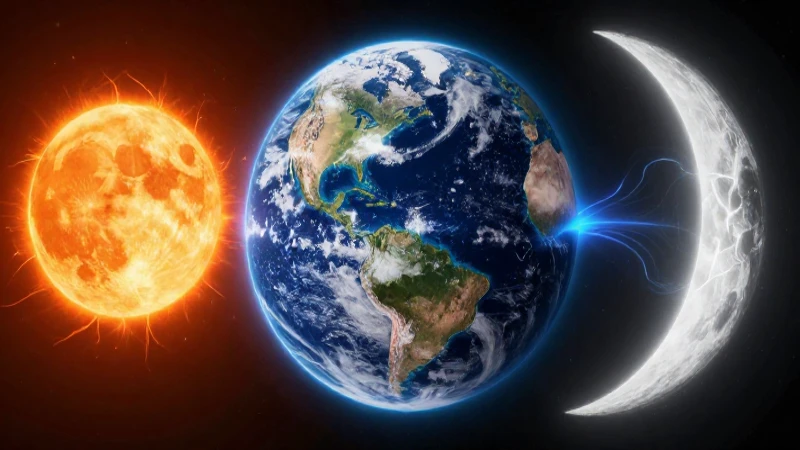 Interacción cósmica de Sol, Luna y Tierra