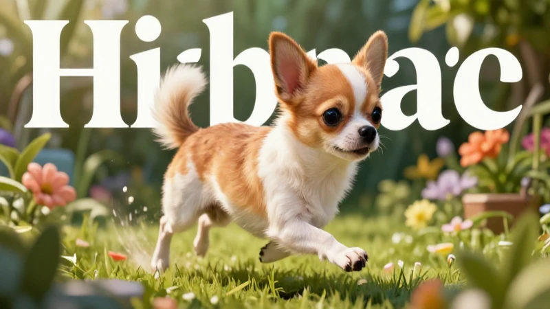 Chihuahua escapando en vibrante jardín digital