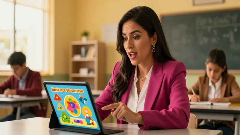 Elabora crucigramas educativos con Educaplay para maestros 4 Educadora mexicana usando tecnología en clase