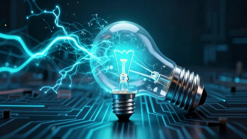 Bulbo moderno con energía eléctrica futurista y dinámica