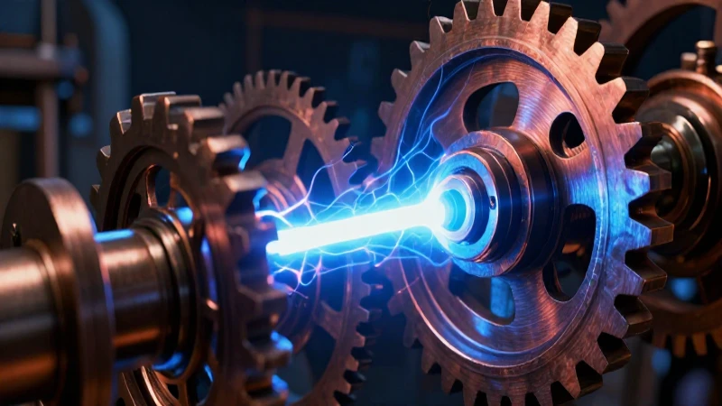 Electricidad y engranajes, arte industrial hiperrealista