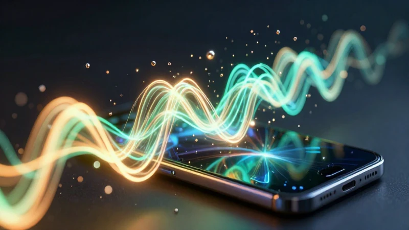 Energía interactúa con smartphone y partículas