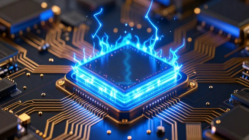 Componente semiconductor futurista con circuitos dorados