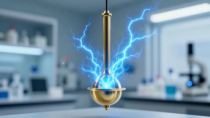 Electroscopio: Qué es, cómo funciona y su definición 7 Electroscopio de latón con energía azul vibrante en laboratorio
