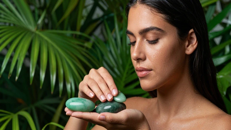 Bienestar natural con jade y exuberante belleza serena