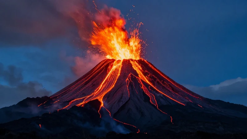Conoce los mejoress ejemplos de elementos naturales impresionantes 4 Fuerte erupción volcánica al atardecer