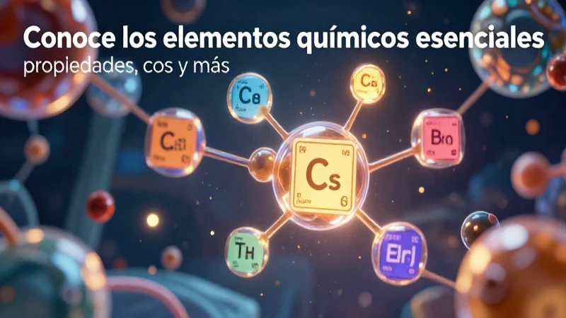 Elementos químicos esenciales ilustrados en vibrante ciencia