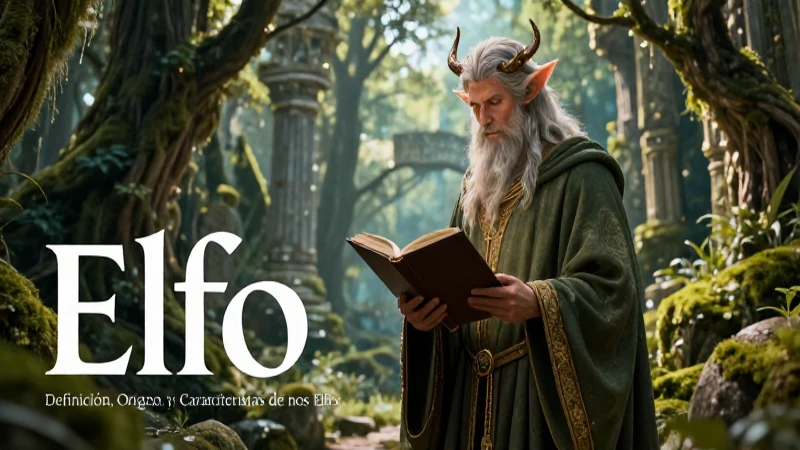 Elfo: Definición, Origen y Características de los Elfos 7 Ilustración académica de elfo en ruinas antiguas