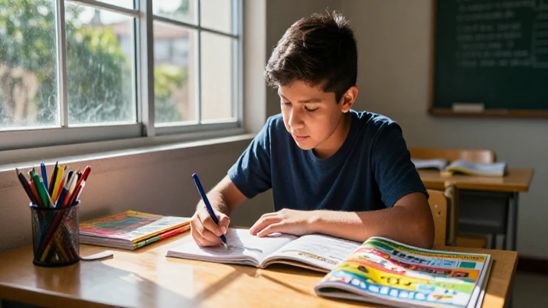 Estudiante mexicano aprende bajo luz natural