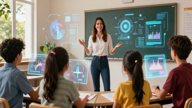 Emblemático Encuentro: Innovando la Educación del Siglo XXI 6 Maestra mexicana moderna dirige clase holográfica