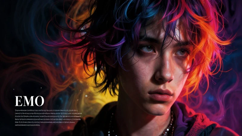 Emo: Concepto, historia y características del fenómeno 7 Ilustración emocional juvenil con estética editorial cinematográfica