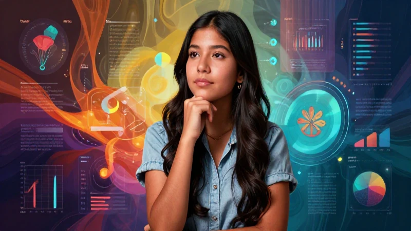 Estudiante mexicano y raíces abstractas brillantes