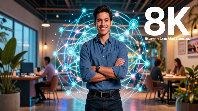 Emprendedor mexicano en red digital vibrante