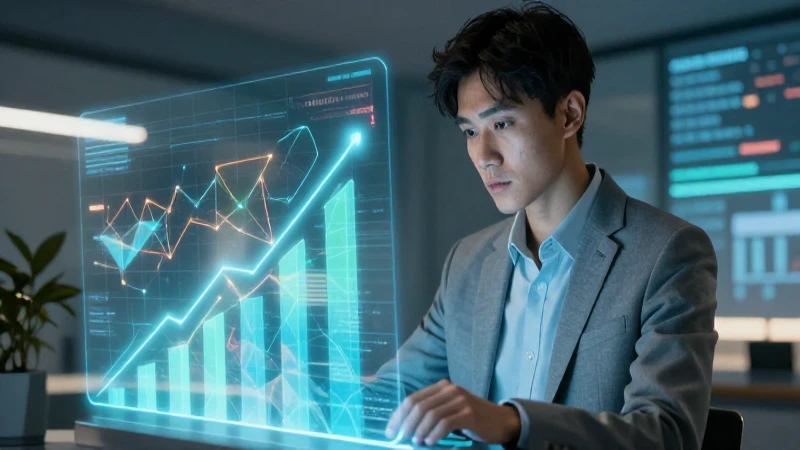 Joven profesional enfocado en datos dinámicos