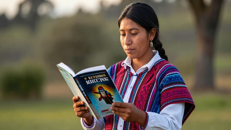Joven activista Kiche vibrante con identidad cultural