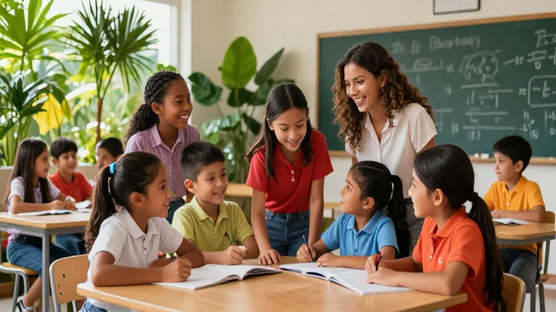 Estudiantes mexicanos aprenden feliz en un espacio vibrante