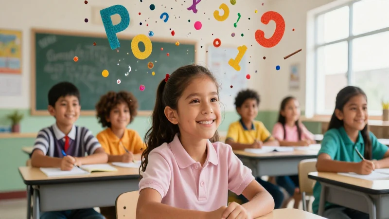 Estudiantes mexicanos felices en un aula moderna