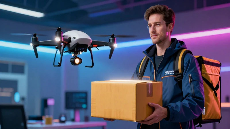 Experto en logística moderna usa dron