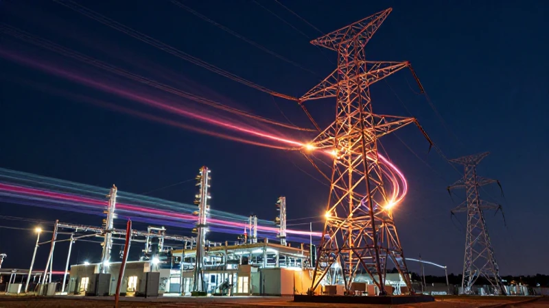 Potente torre de energía industrial vibrante