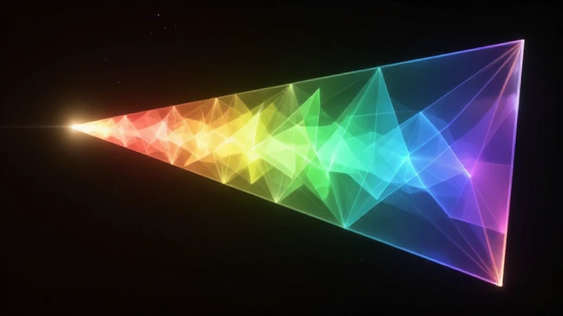 Luz volumétrica prismática con diseño geométrico vibrante