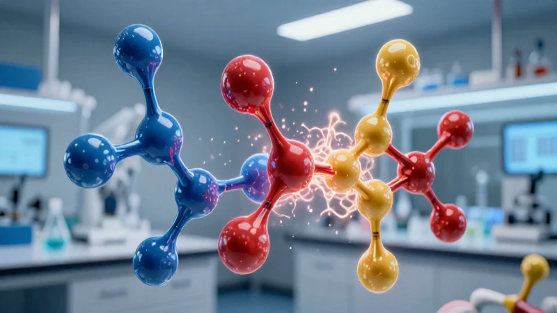 Bonds químicos detallados en laboratorio con luz dinámica