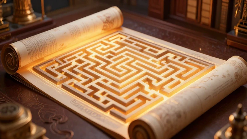 Enigmas: definición y concepto de un enigma Impresionante 3 Ilustración detallada de pergamino antiguo en entorno académico