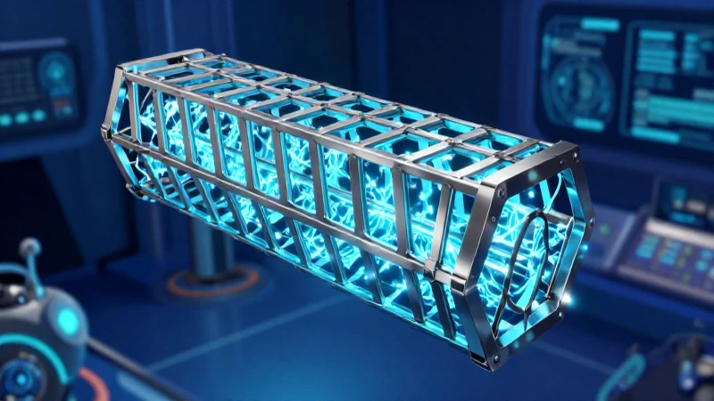 Estructura metálica futurista con luz cibernética