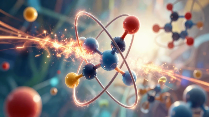 Estructura molecular detallada con energía vibrante
