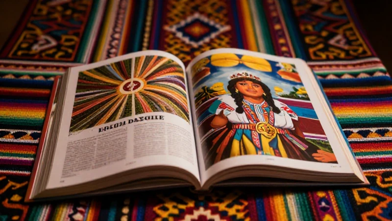 Libro abierto cultural con detalles vibrantes y luz dorada