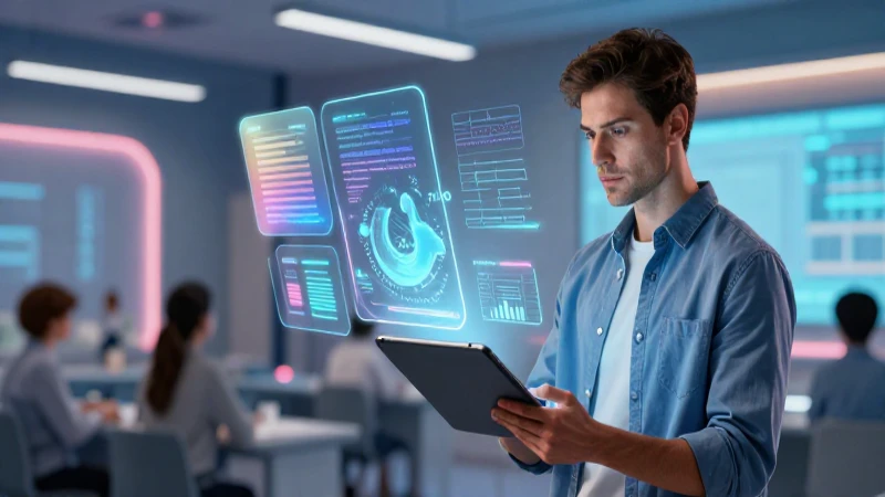 Enseñar Archivos: Estrategias Efectivas para Educadores 5 Maestro moderno con tecnología digital avanzada