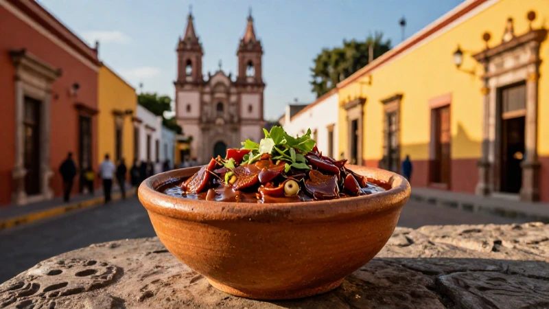 Mole Poblano auténtico en la vibrante calle colonial