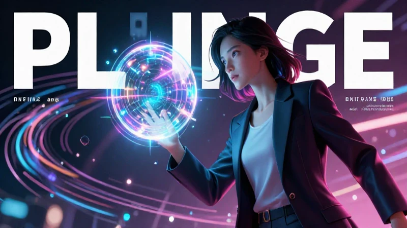 Figura futurista observa esfera holográfica neón
