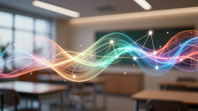 Nodos lingüísticos brillantes en un aula moderna
