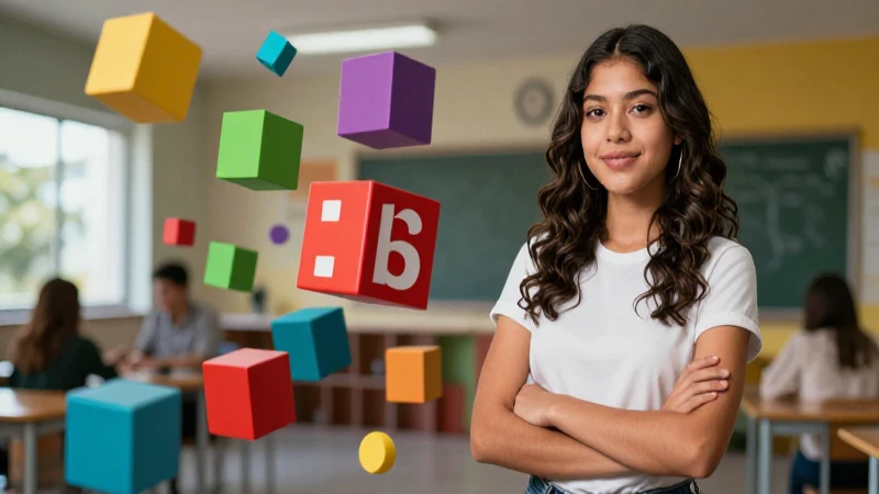Retrato moderno de estudiante mexicano con bloques