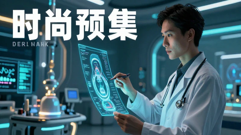 Experto médico con gráficos holográficos futuristas