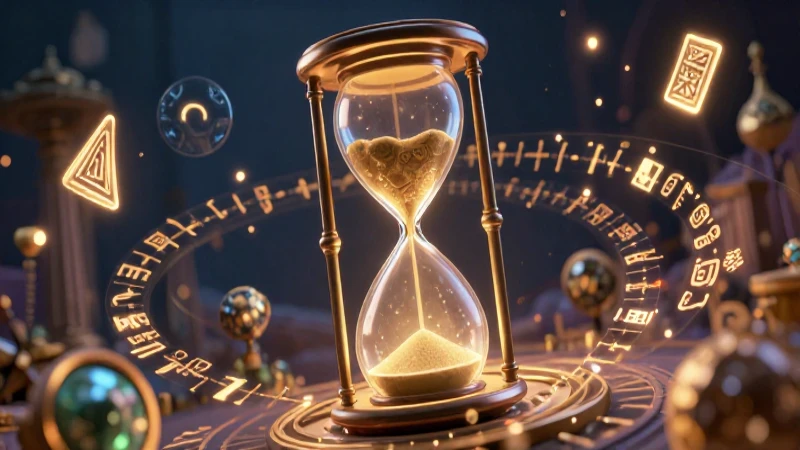 Epocas: Explorando Historia, Geología y Más Aspectos 3 Reloj de arena antiguo con artefactos luminosos en alta calidad