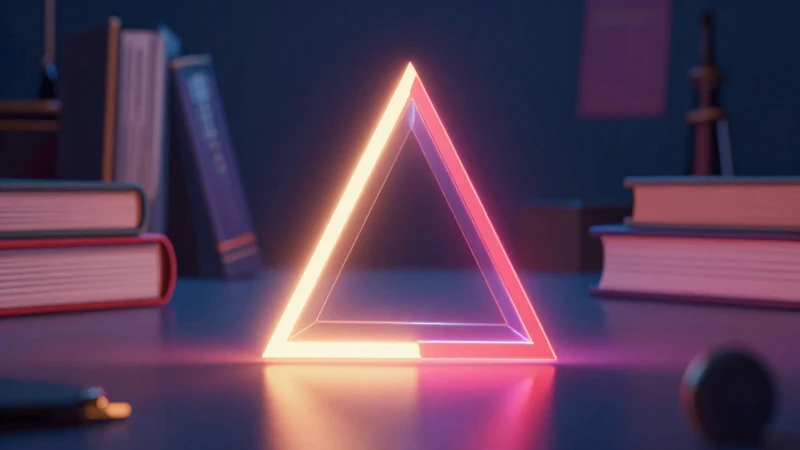 Triángulo equilátero luminoso en entorno académico