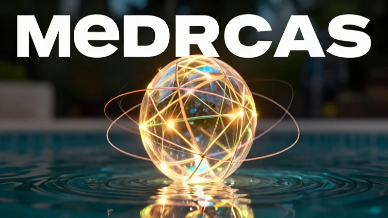 Es una esfera geométrica vibrante sobre el agua