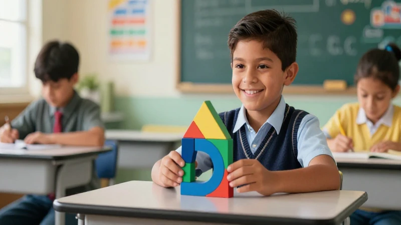 Equivalente: Definición y Concepto Explicado Claramente 4 Niño mexicano con bloques geométricos en aula moderna