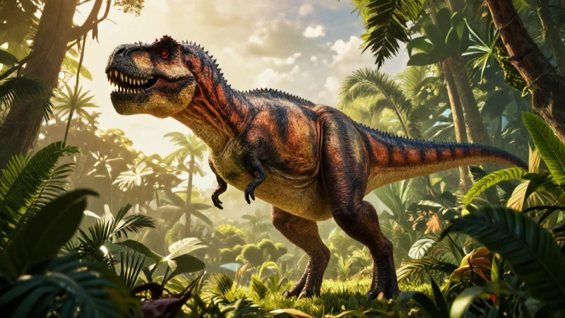 Era Cretácica: Clima, Flora y Fauna del Período Cretácico 3 T-Rex dinámico en jungla prehistórica