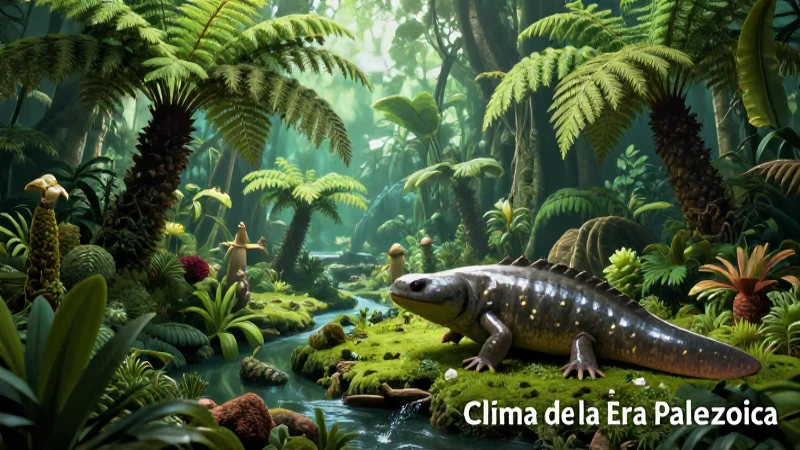 Paisaje exuberante de la Era Paleozoica