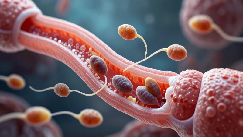 Detalle microscópico realista del conducto deferente