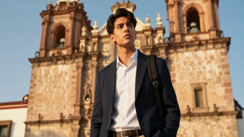 Aprovecha nuestro servicio nacional y haz escala en grande 5 Joven viajero con elegancia en frente de arquitectura colonial