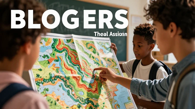 Estudiante aprende cartografía con mapa detallado