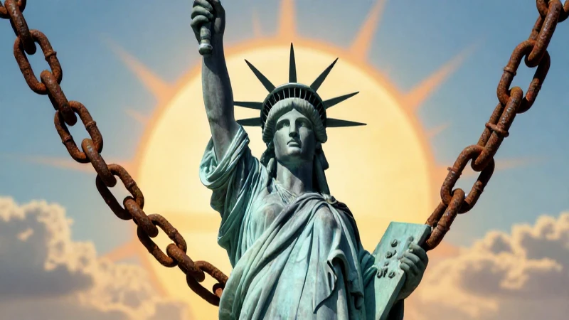 Silueta histórica rompe cadenas de opresión