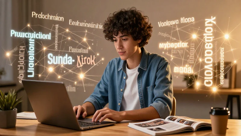 Estudiante moderno rodeado de conocimiento digital