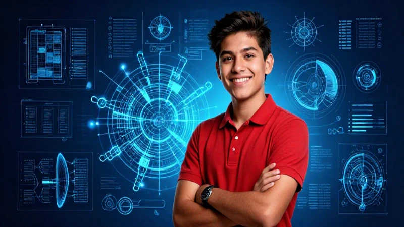 Joven mexicano ilustrado con estructuras lingüísticas