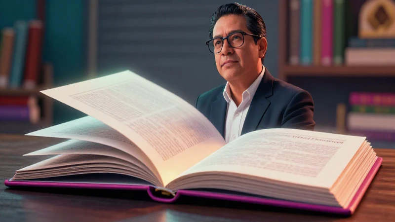 Profesor mexicano reflexivo con luz vibrante
